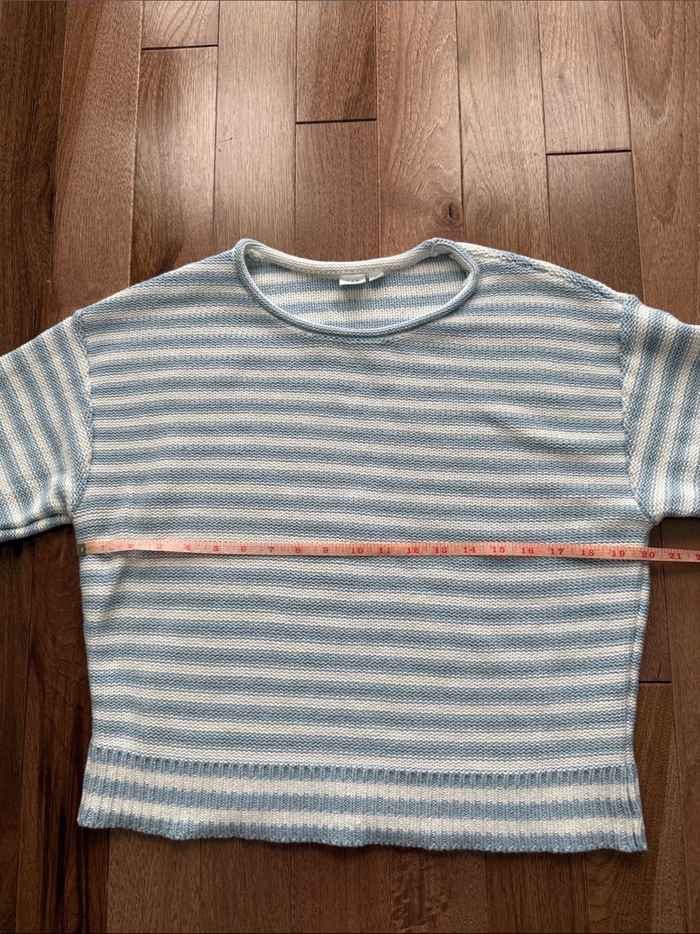 Gap 100% cotton roll neck baby blue white striped sweater M 90s style - Picture 9 of 10